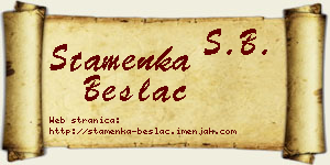 Stamenka Beslać vizit kartica